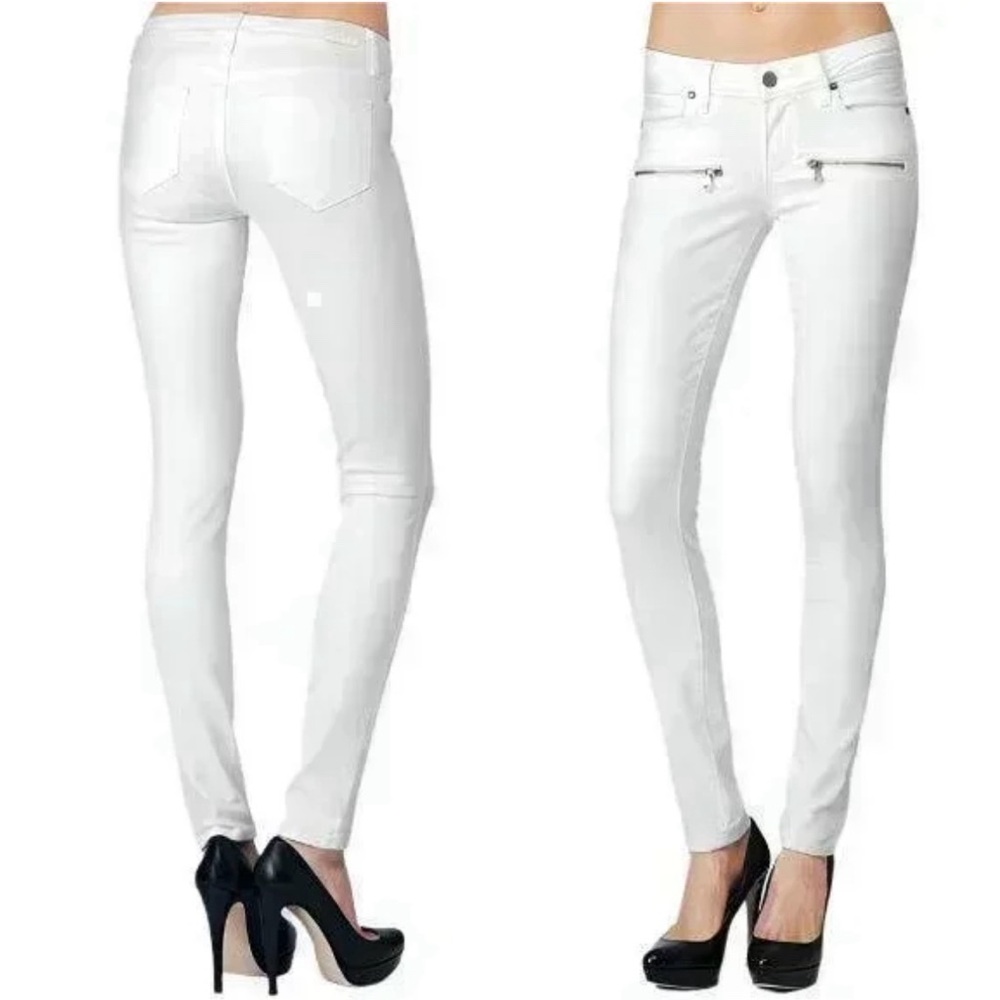 PAIGE Indio Zip White Denim Jeans